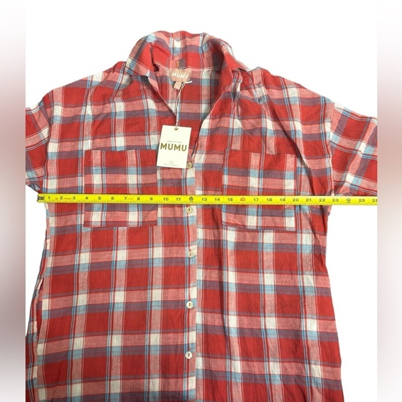 Show Me Your Mumu Leo Button Down Boho Western Long Tunic in Red Plaid -… - Picture 11 of 15